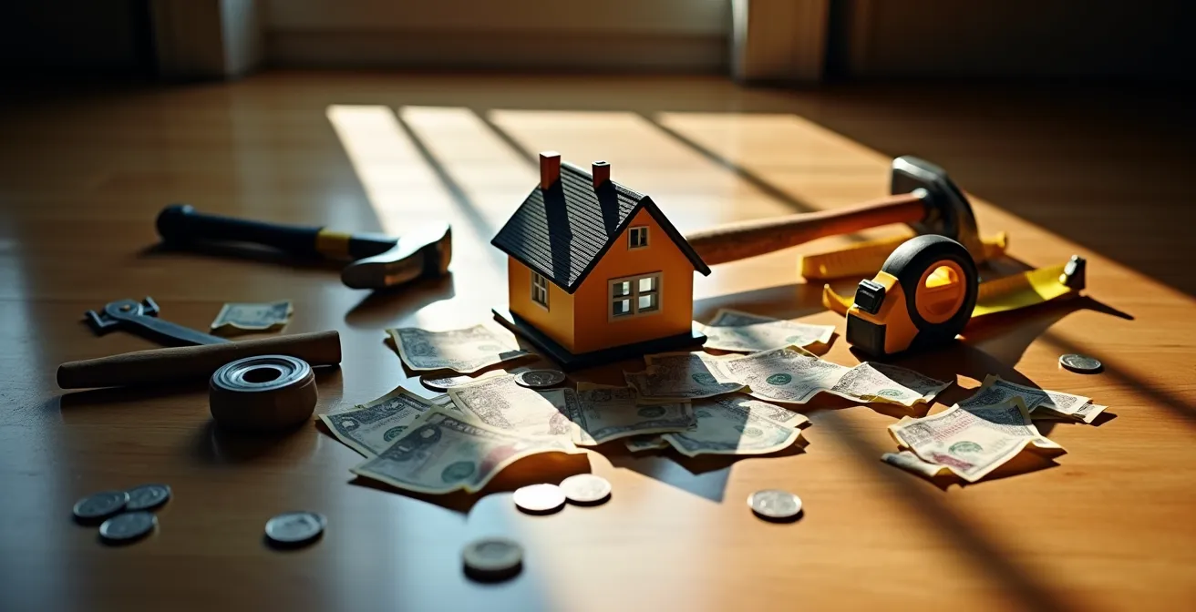 Métaphore visuelle des risques financiers liés aux travaux non déclarés au Québec