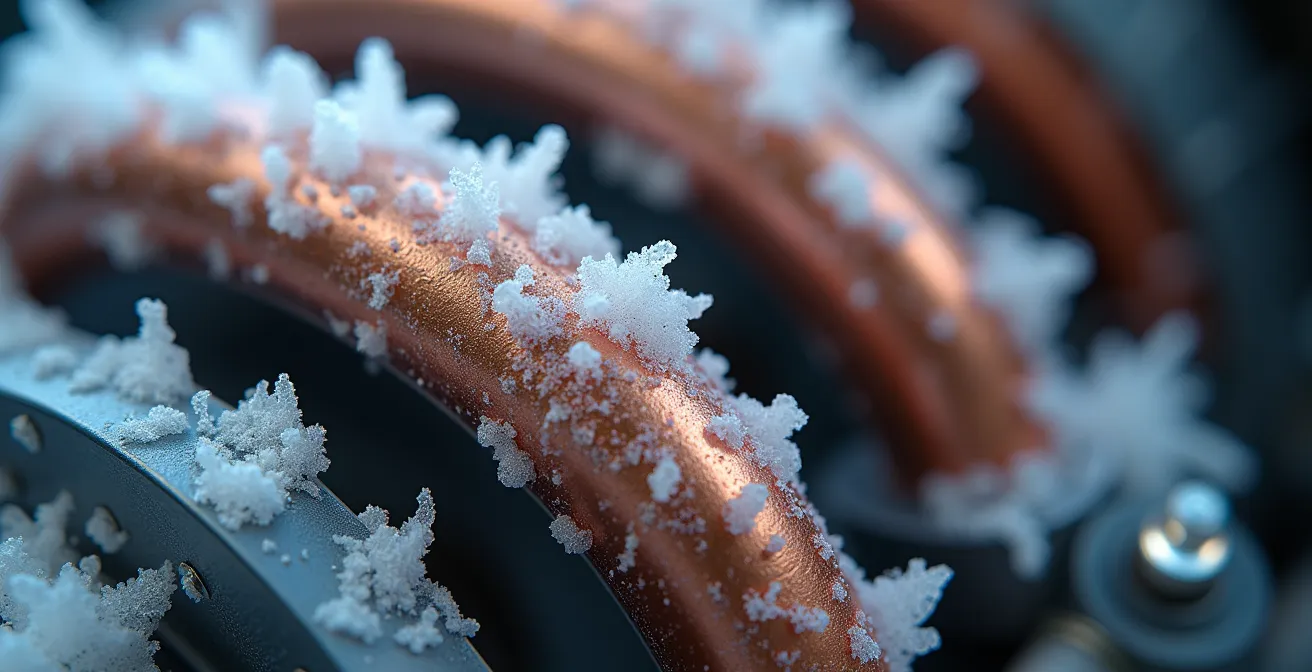 Graphique temporel montrant les cycles courts répétés d'un compresseur de climatiseur avec pics de consommation