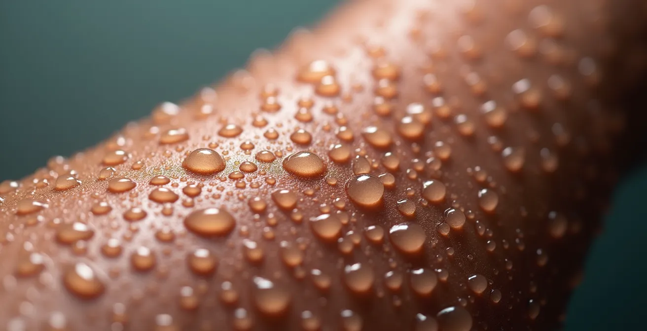 Athlète en phase de récupération avec transition douce entre chaleur extérieure et fraîcheur intérieure