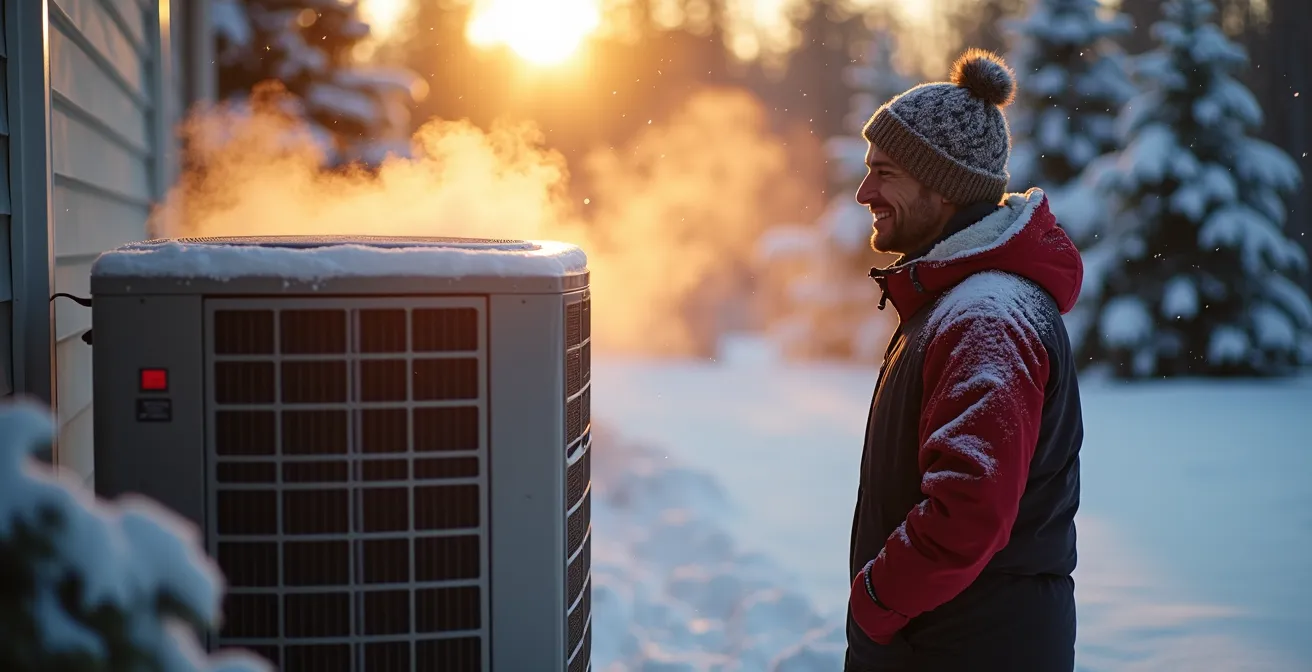 Unité extérieure de thermopompe Inverter fonctionnant efficacement dans un paysage hivernal québécois à -25°C